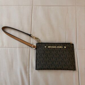 Michael Kors Gold and Brown Wristlet
